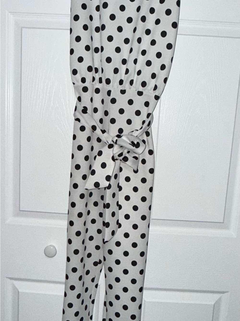 PrettyLittleThing White and Black Polka Dot Jumpsuit